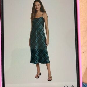 New Vince Plaid Lace Trim Dress